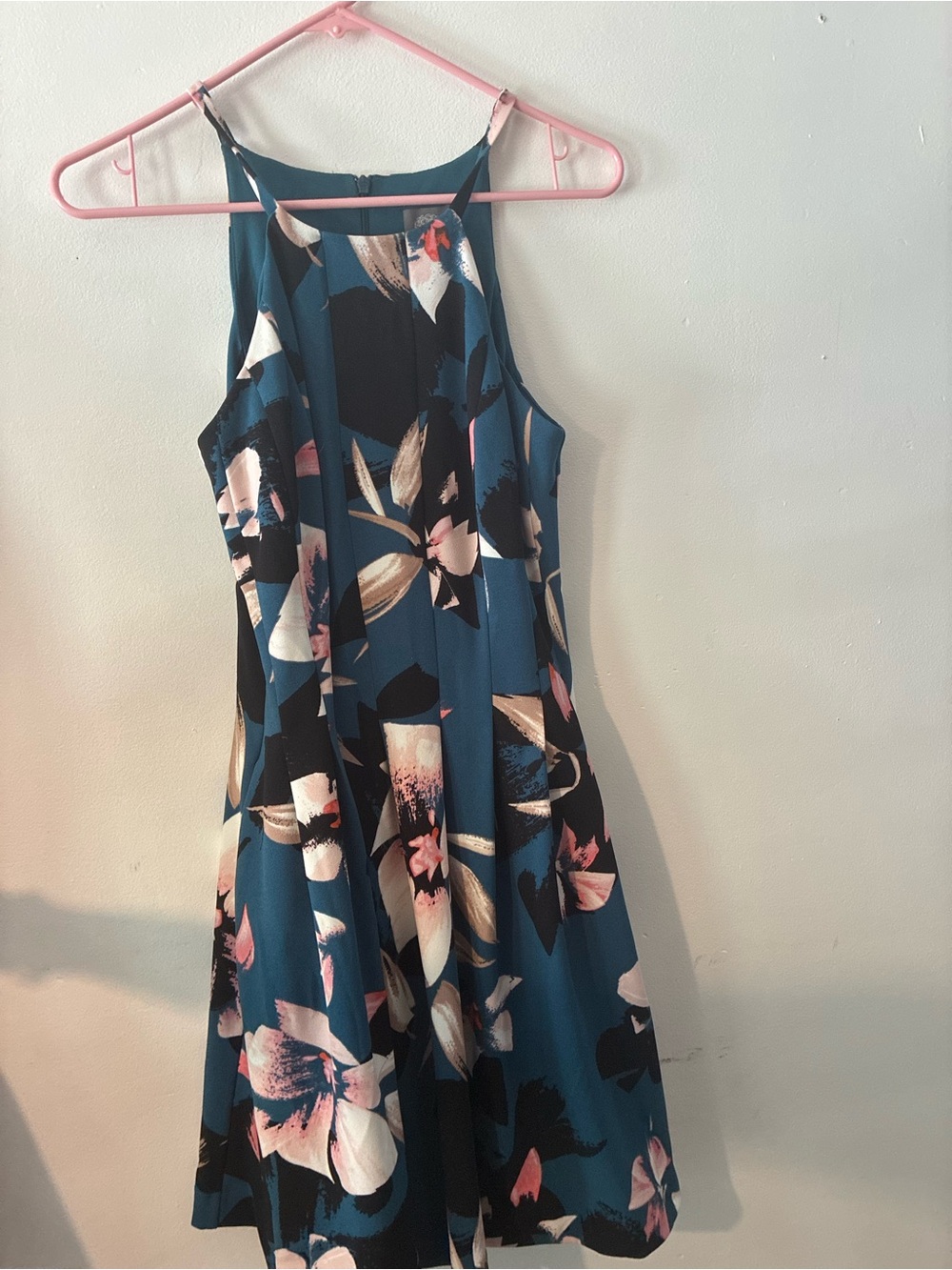 Vince Camuto Teal Floral Sleeveless Swing Dress Size 4
